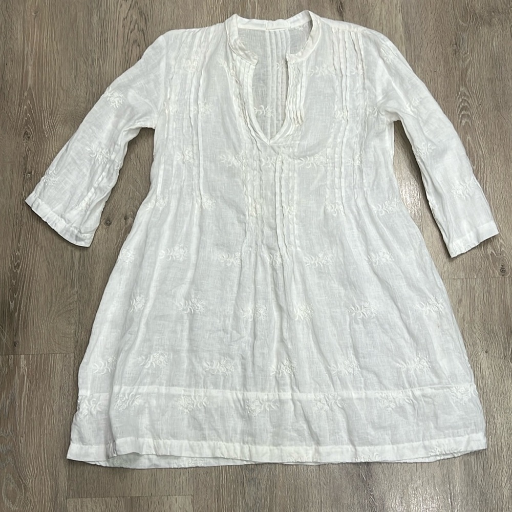 Spring CP SHADES l LINEN Tunic Mini Dress In White Sz XS - Picture 2 of 8